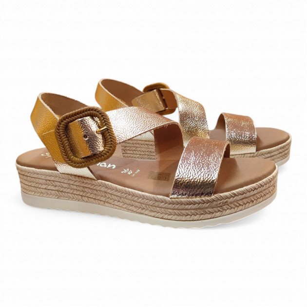 Sandalias plataforma doradas Sparwoman piel - 1