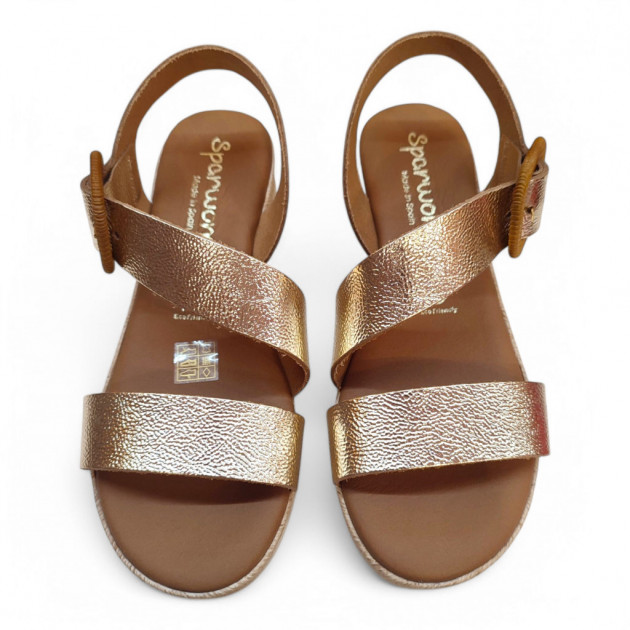 Sandalias plataforma doradas Sparwoman piel - 2