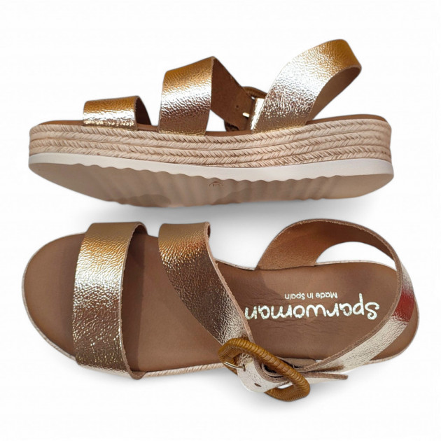 Sandalias plataforma doradas Sparwoman piel - 3