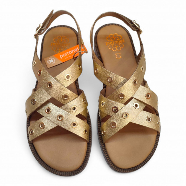 Sandalias Porronet planas con tachas y planta gel - 2