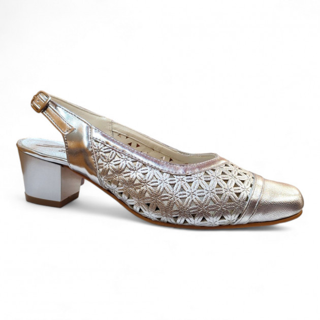 Sandalias vestir ANCHO ESPECIAL piel plata - 1