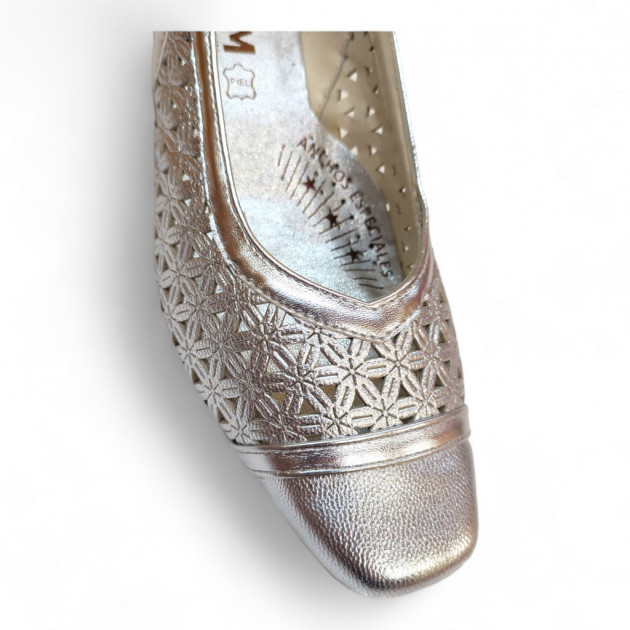 Sandalias vestir ANCHO ESPECIAL piel plata - 2