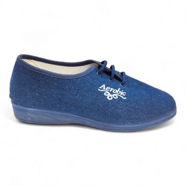 Zapatillas aerobic azul lona económicas - 3