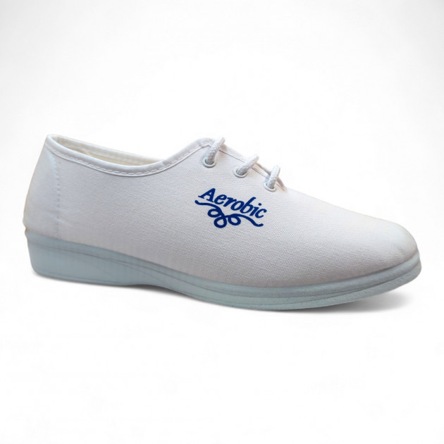 Zapatillas aerobic mujer blancas lona económicas - 1