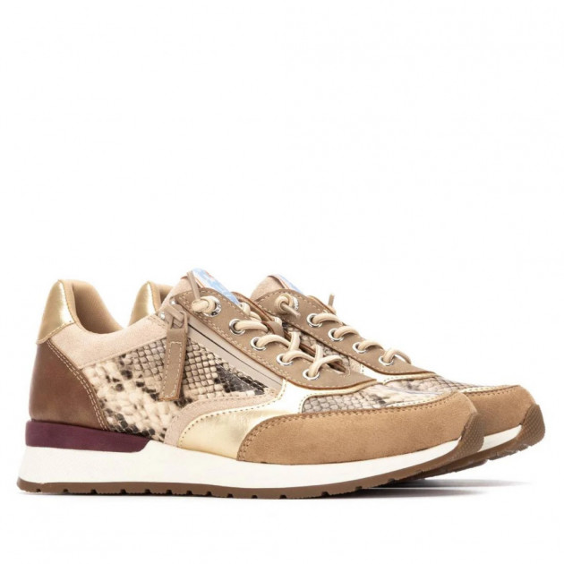 Zapatillas beige de mujer refresh con cremallera animal print - 1