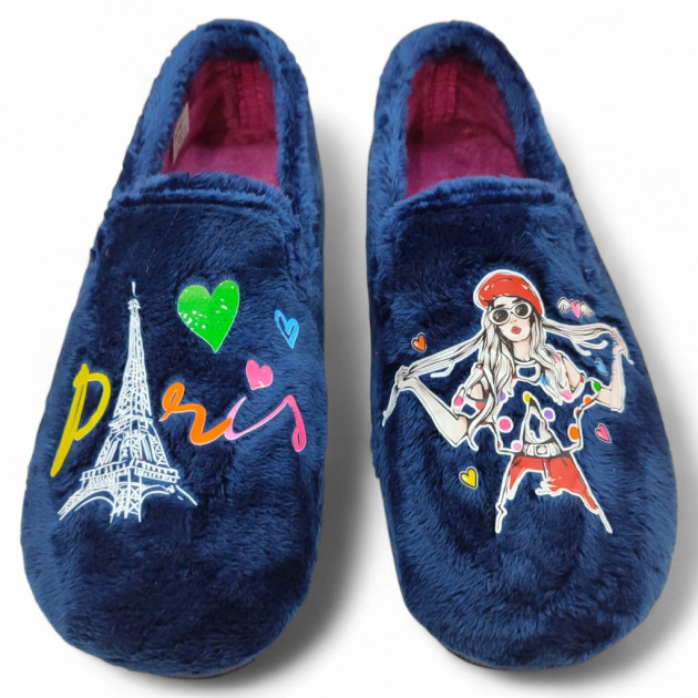Zapatillas casa cerradas mujer graciosas azules - 1
