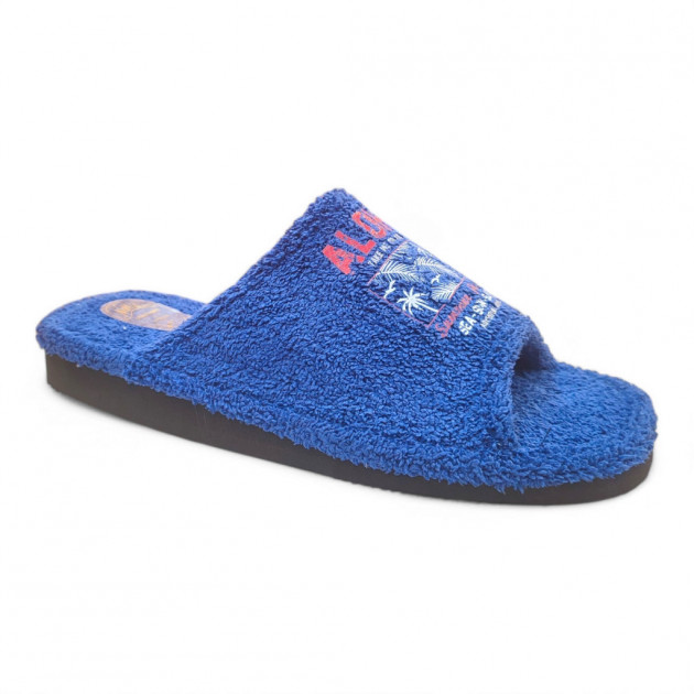 Zapatillas casa de hombre para verano tipo toalla económicas azul - 1