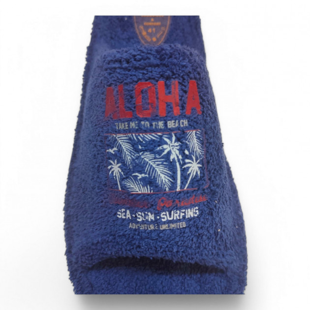 Zapatillas casa de hombre para verano tipo toalla económicas azul - 3