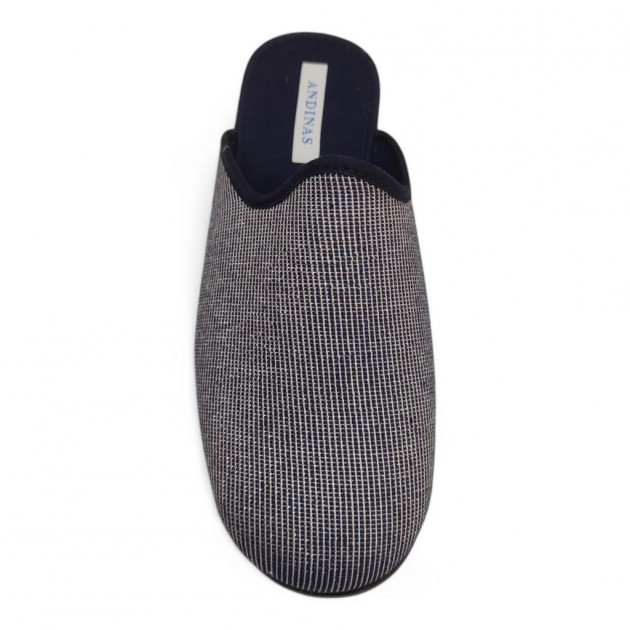 Zapatillas casa entretiempo con cuña azul marino - 3