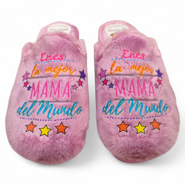 Zapatillas casa 'eres la mejor mamá del mundo' en rosa - 1