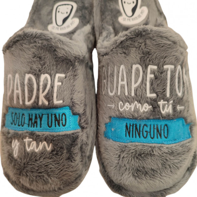Zapatillas casa graciosas Papa solo hay uno, y tan guapeton como tu ninguno - 3