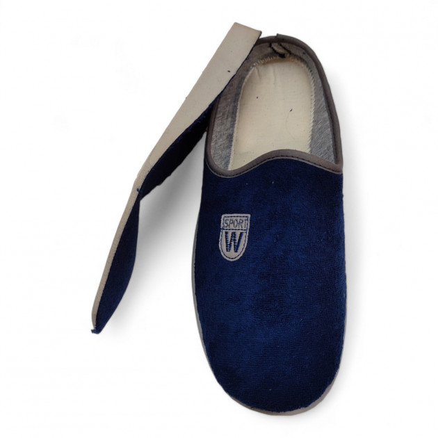 Zapatillas casa hombre rizo azul plantilla acolchada - 2