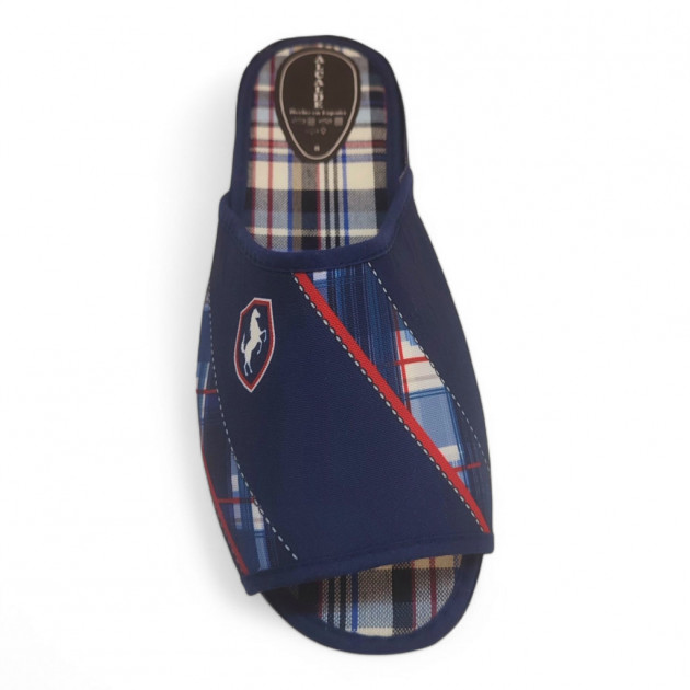 Zapatillas casa hombre verano de lona azules - 2