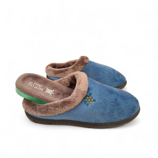 Zapatillas casa mujer muy acolchadas azules para invierno - 1
