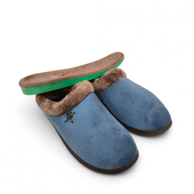 Zapatillas casa mujer muy acolchadas azules para invierno - 2