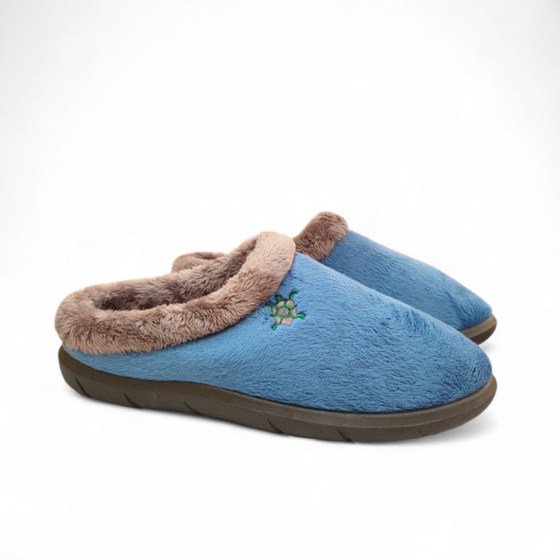 Zapatillas casa mujer muy acolchadas azules para invierno - 3