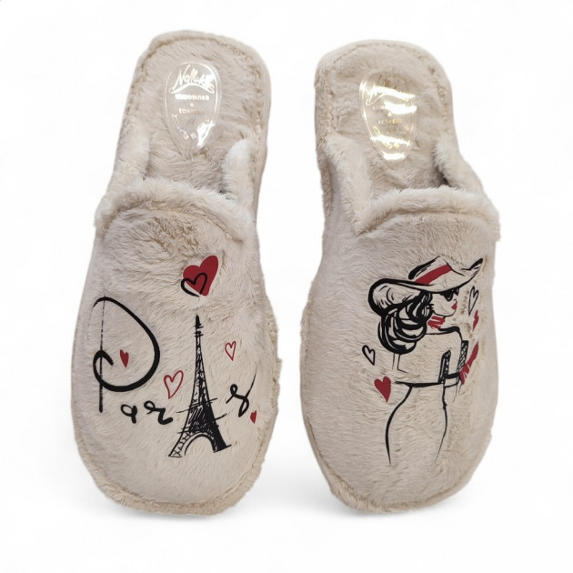Zapatillas casa mujer Paris económicas beige - 1