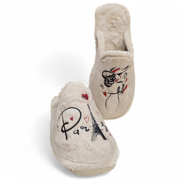 Zapatillas casa mujer Paris económicas beige - 2