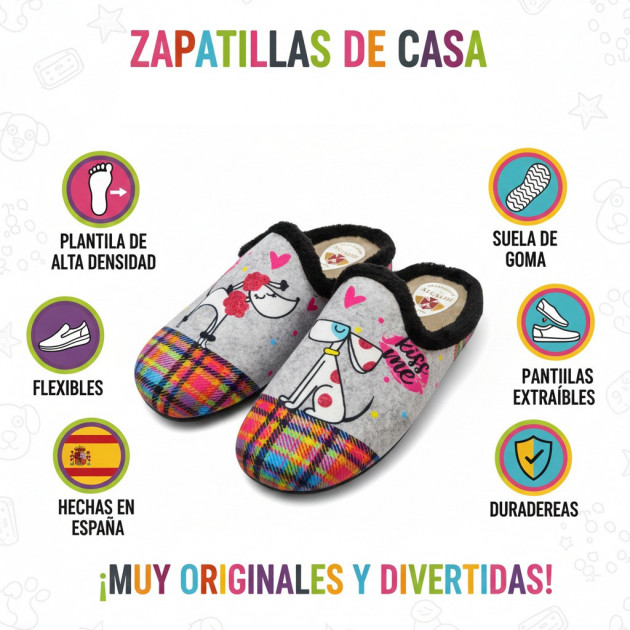 Zapatillas casa plantilla acolchada graciosas perritos - 3