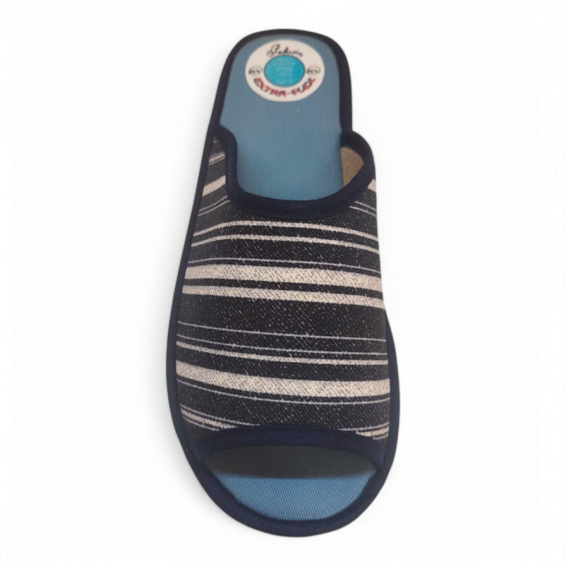 Zapatillas casa rayas hombre EXTRA-FLEX abiertas marino - 2
