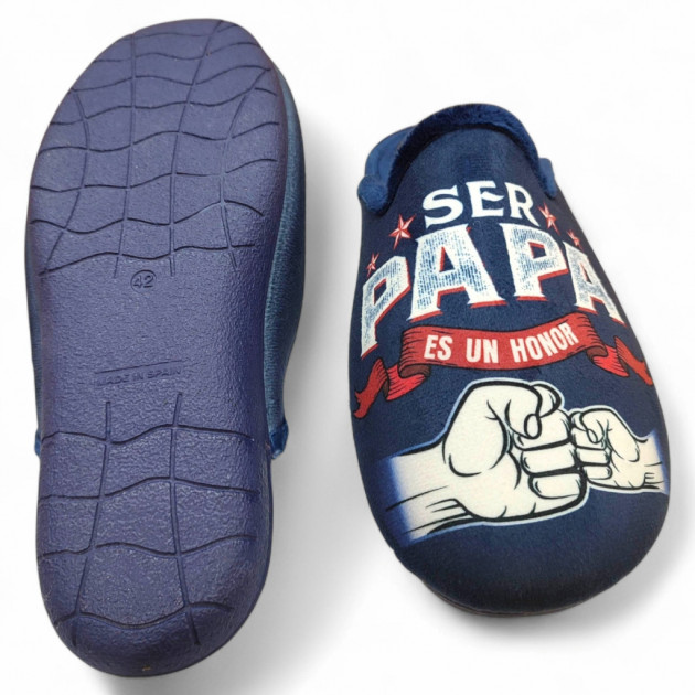 Zapatillas casa Ser Papa es un Honor en azul divertidas - 3