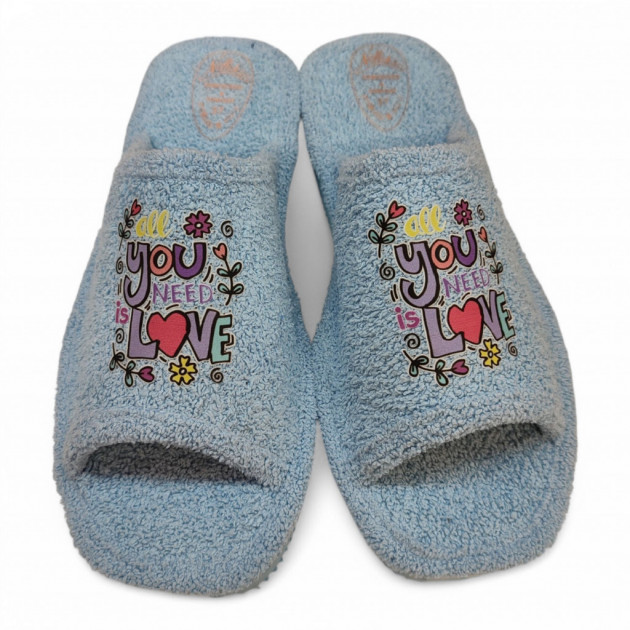 Zapatillas casa verano divertidas y económicas toalla celeste - 1