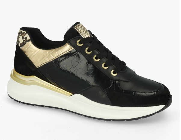Zapatillas Casual piel negro y oro - 1
