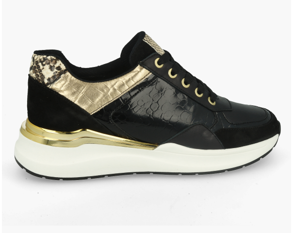 Zapatillas Casual piel negro y oro - 2
