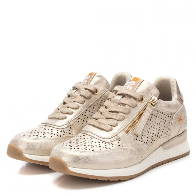 Zapatillas casuales en oro con cremallera para vestir y diario - 2