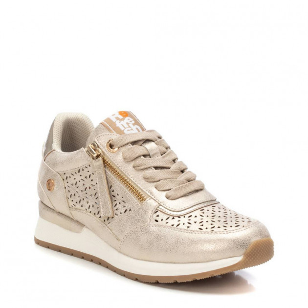 Zapatillas casuales en oro con cremallera para vestir y diario - 3
