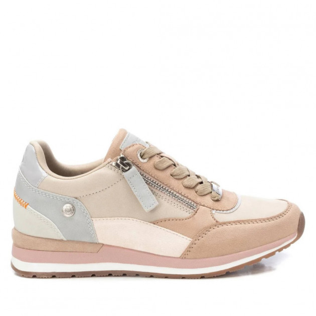 Zapatillas casuales mujer con cremallera en beige - 2