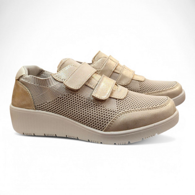 Zapatillas de arreglar para diario en oro con velcros - 1