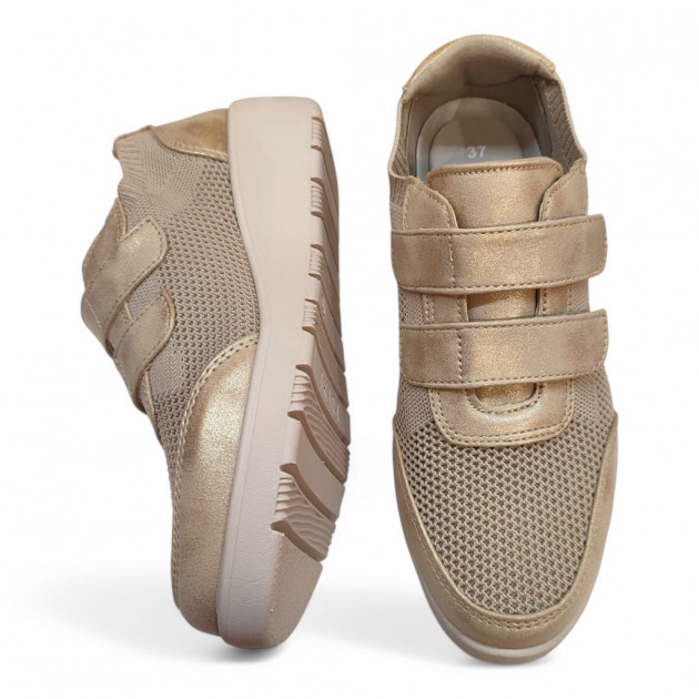 Zapatillas de arreglar para diario en oro con velcros - 2