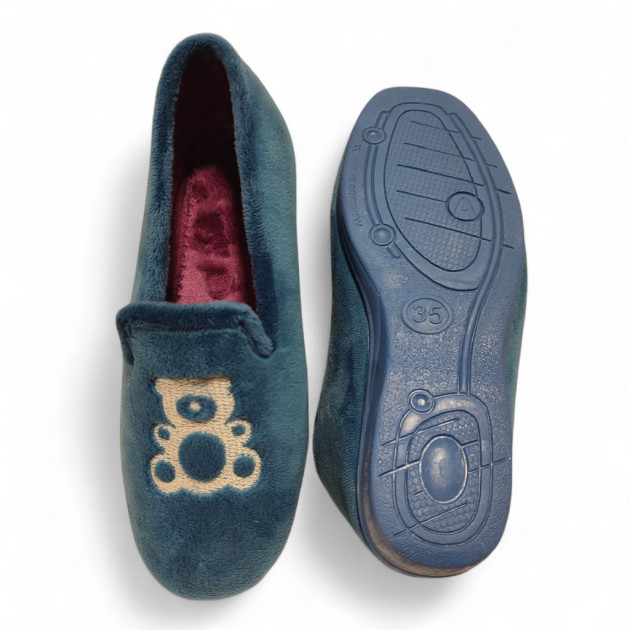 Zapatillas de casa cerradas para señora con osito muy económicas hechas en España - 2
