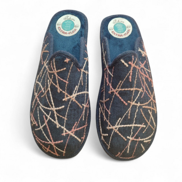 Zapatillas de Casa Clásicas Azul Marino de mujer pelusín - 3