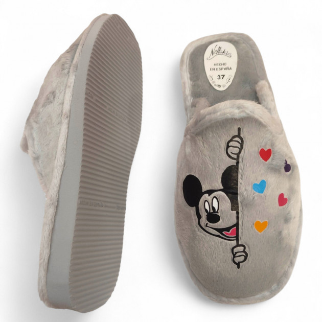 Zapatillas de casa divertidas en rebajas con Mickey y Minnie en gris muy ligeras - 2