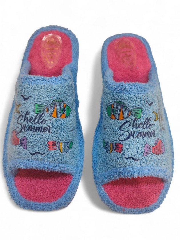 Zapatillas de casa verano divertidas pececitos celeste - 2