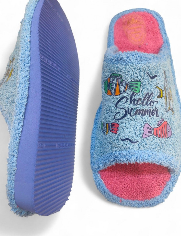 Zapatillas de casa verano divertidas pececitos celeste - 3