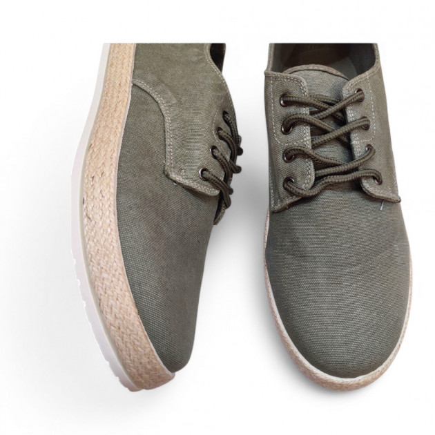 Zapatillas de lona suela esparto atadas verde - 2