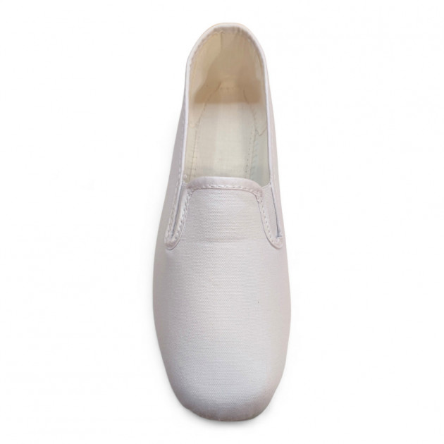Zapatillas lona elásticos blanca con pequeña cuña - 2