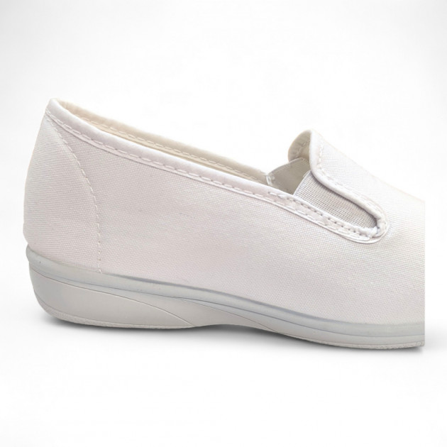 Zapatillas lona elásticos blanca con pequeña cuña - 3