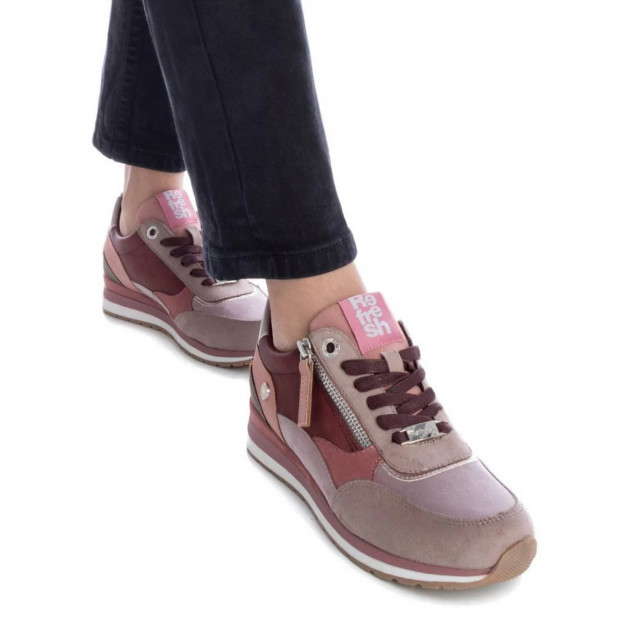 Sabatilles nude - bordeus Refresh dona cremallera - 1