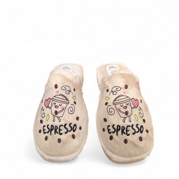 Zapatillas para casa divertidas de mujer café Espresso beige - 3