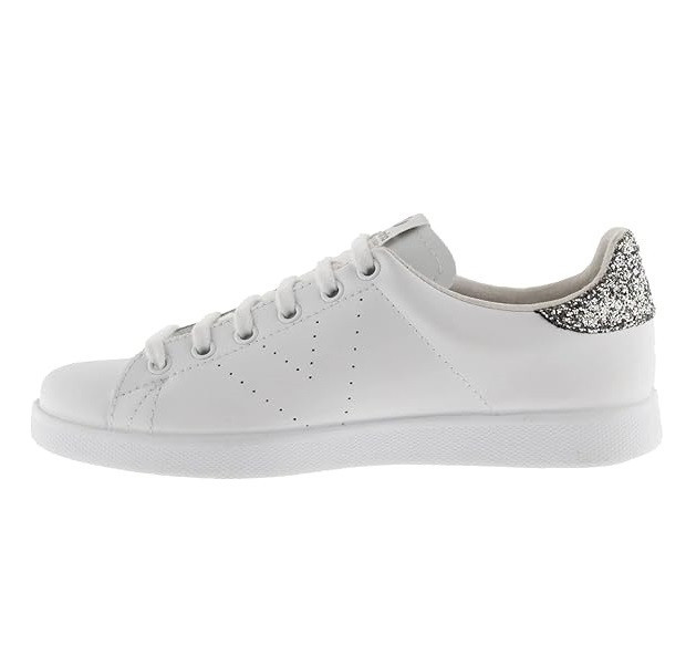 Zapatillas Victoria Blanco y Glitter antracita piel - 2
