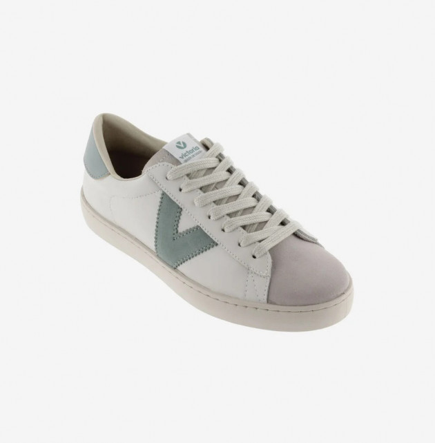 Zapatillas Victoria con V en piel y ante verde jade - 3