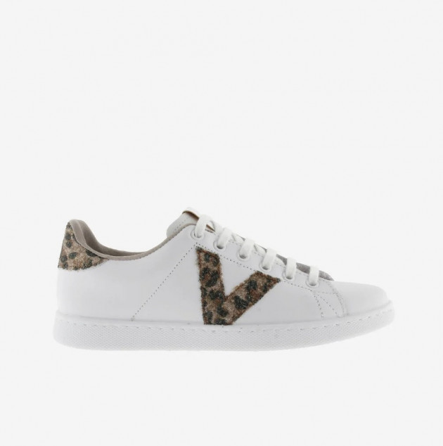 Zapatillas Victoria Leopardo y blanco de piel - 2