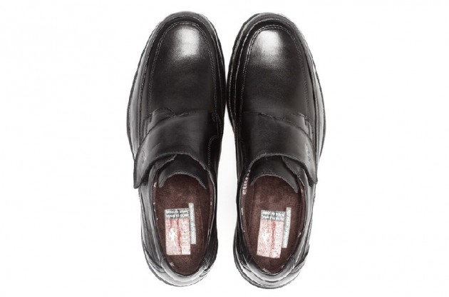 Zapatos clásicos velcro Fluchos negro de piel - 2