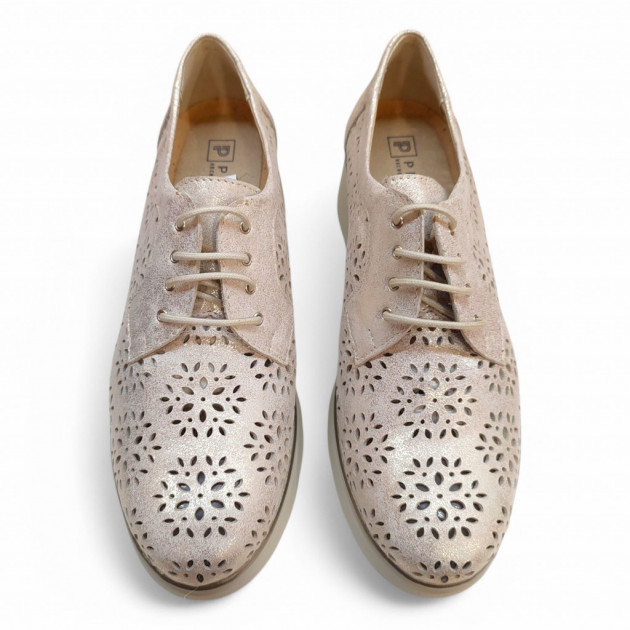 Zapatos blucher agujereados Pitillos con cuña en oro - 2
