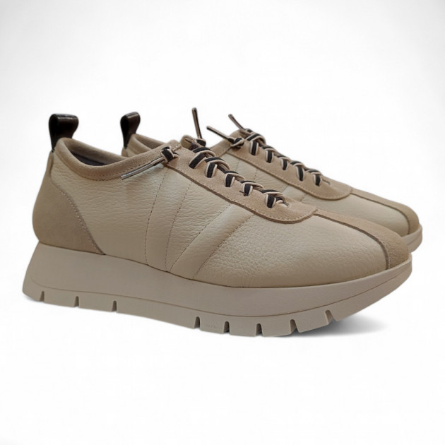 Zapatos casual cordon elástico beige - 1