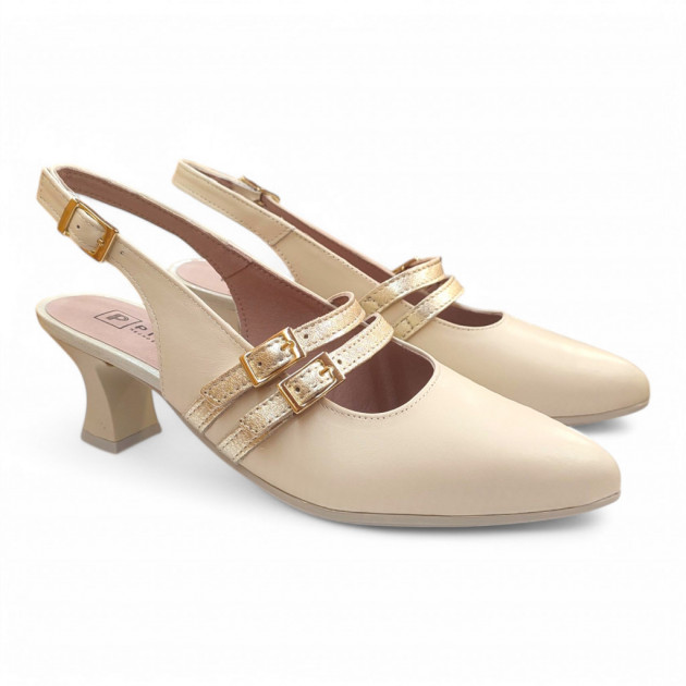 Zapatos de vestir Pitillos con tacón crema - 1
